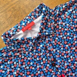 NWT Redvanly Marne Polo Golf Shirt Men's Lg Midnight Navy Multi Floral NEW